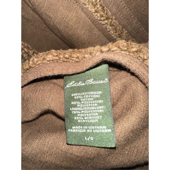 EDDIE BAUER SHERPA FAUX SHEARLING REVERSIBLE COAT SOFT BROWN TRENCH SOFT LARGE - Picture 6 of 12